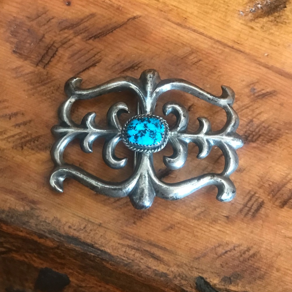 Begay Sandcast Sterling Turquoise Buckle